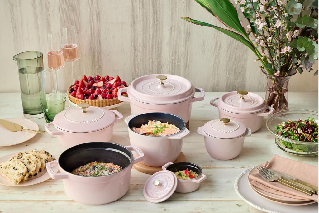 staub Cocotte Round Sorbet Rose Z1032-759 'Pico Cocotte Round Sorbet Rose 7.9 inches (20 cm) Pink Two-Handed Casting, Enameled Pot, Induction Compatible