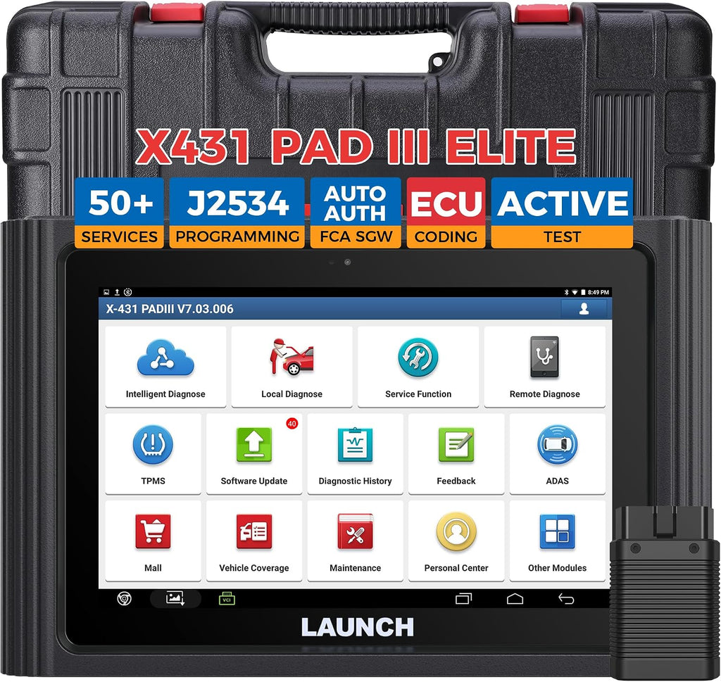 Launch X431 PADIII Scan Tool Global Ver. (Upgraded of X431 V+, X431 PROS) 50+ Reset OE-Level Bi-Directional All System Diagnostic Tool, Free Update