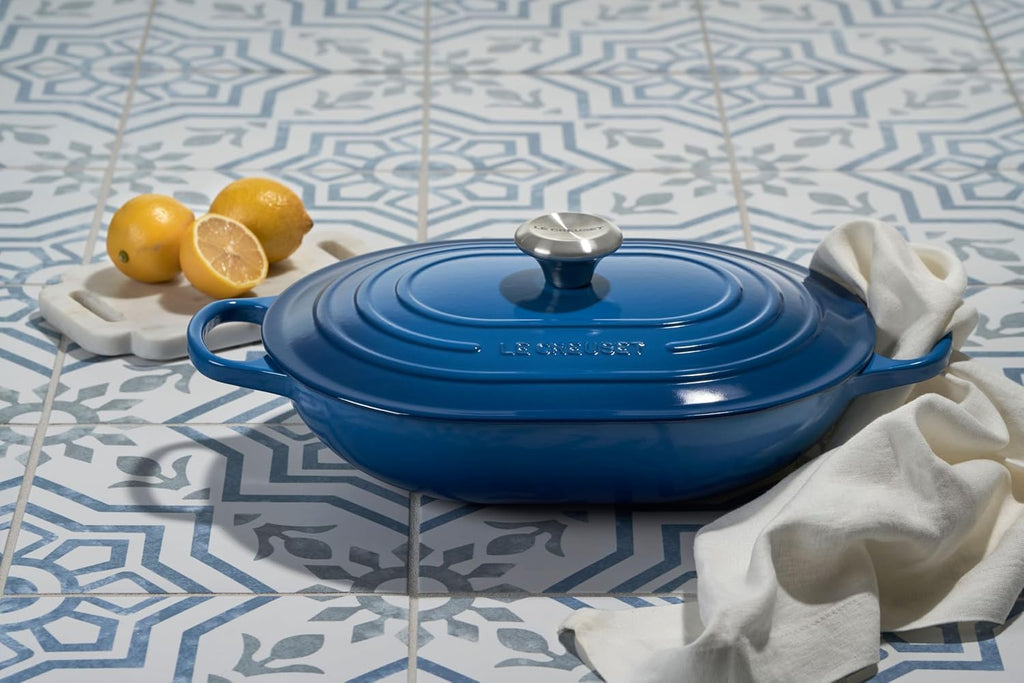 Le Creuset Enameled Cast Iron Signature Oval Casserole with Lid, 3.75 qt., Sea Salt