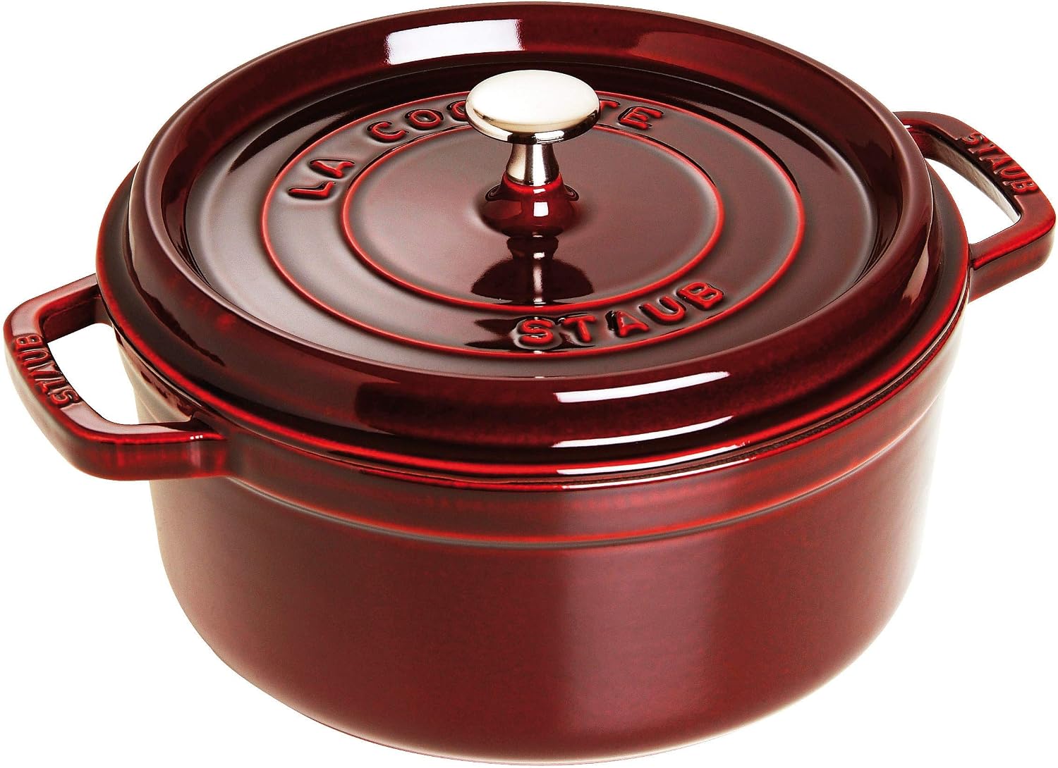 Staub Cast Iron 9-qt Round Cocotte - Grenadine