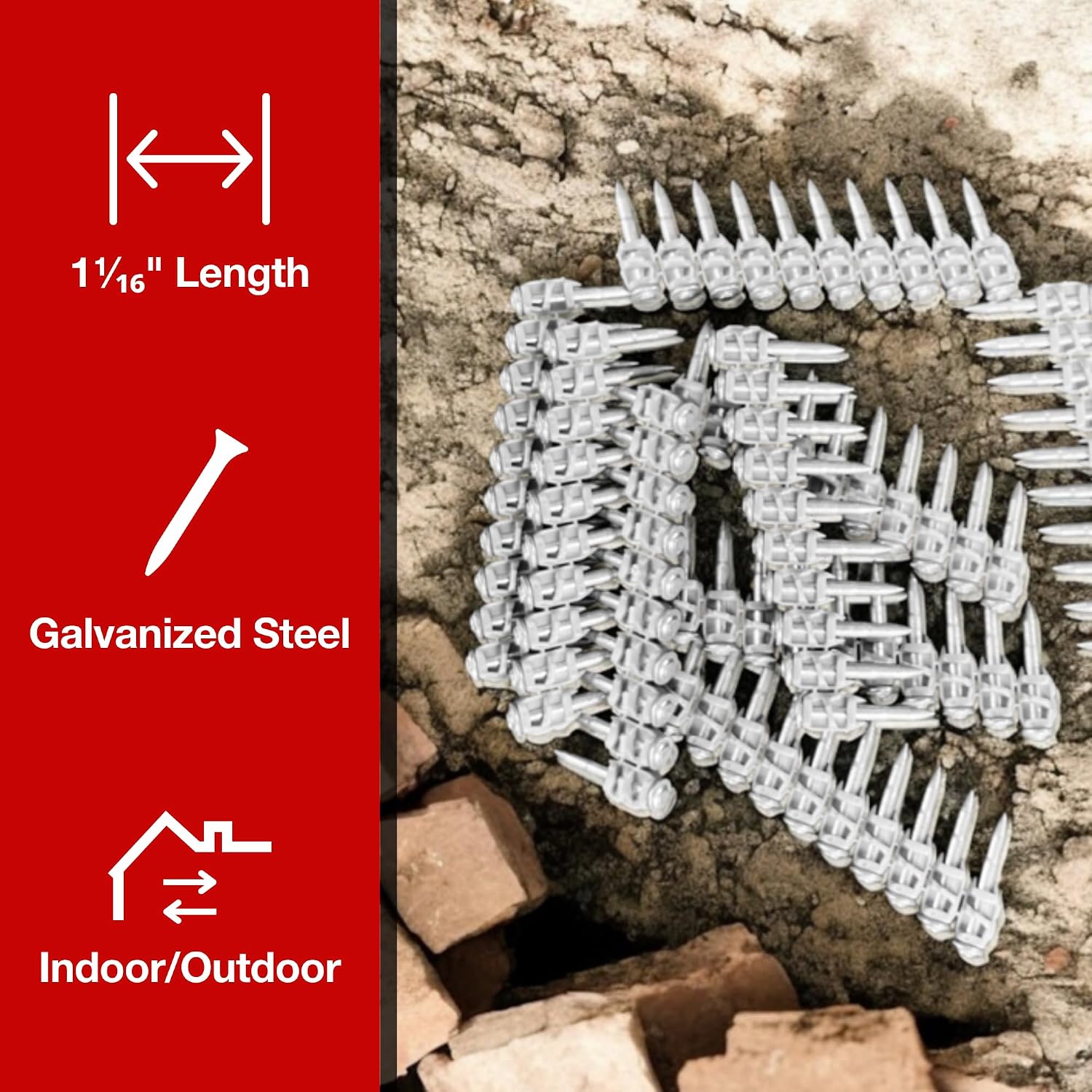 1-1/16'' Concrete Nails Compatible With Hilti BX4-1,000 Count Flat Head Shoot-Drive Nails with 20µm Galvanized Zinc Coating - Heavy-Duty Construction Fasteners for Commercial & Residential Projects
