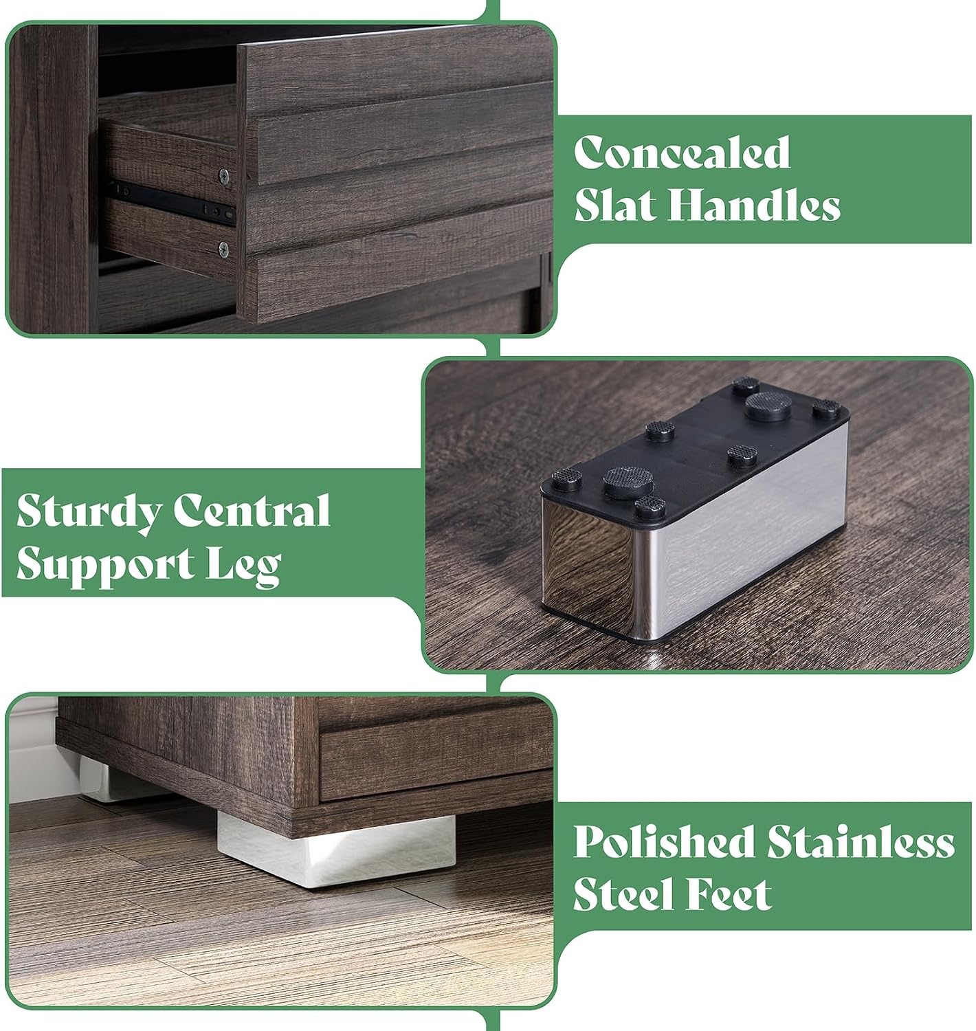 AMERLIFE 2-Piece Farmhouse Bedroom Set, Full Bed Frame and Tall Dresser, Platform Bed with 49' Fluted Headboard, 547' Tall Chest of Drawers with Slat Handles, Gray