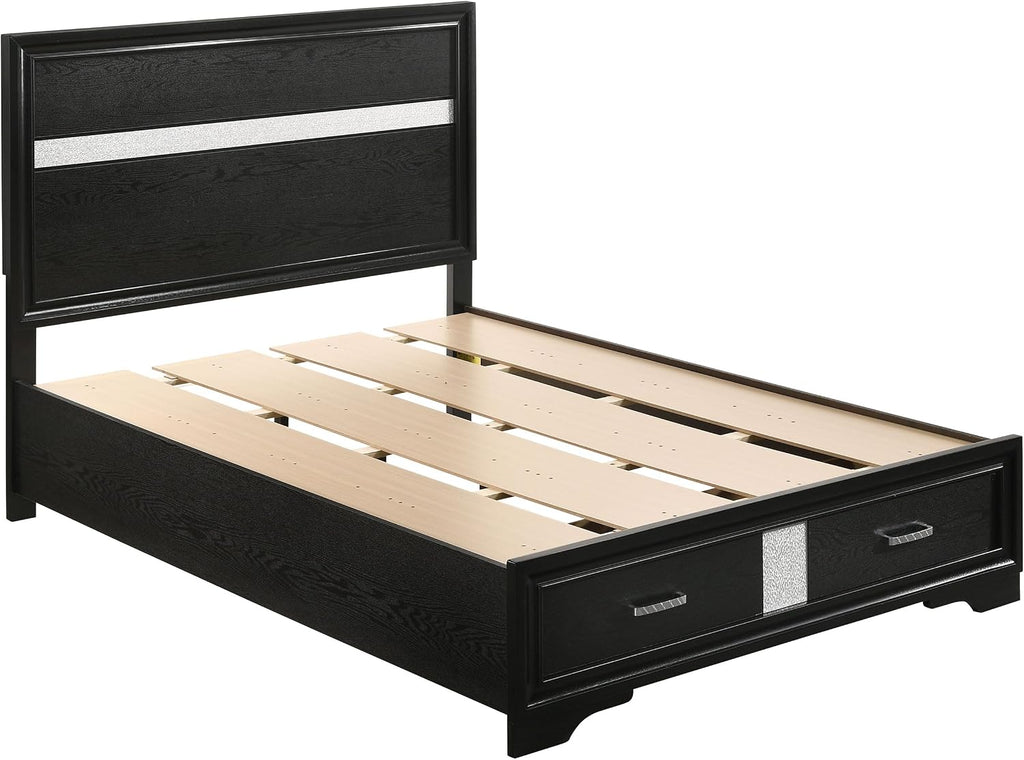 Coaster Home Furnishings Miranda Contemporary 5-Piece Bedroom Set Full Size Storage Panel Bed Frame 50-inch Headboard Black 206361F-S5
