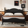 Flieks Queen Size Wood Platform Bed Frame for Boys Girls Kids Toddler,Retro Style Platform Bed with Wooden Slat Support,Black