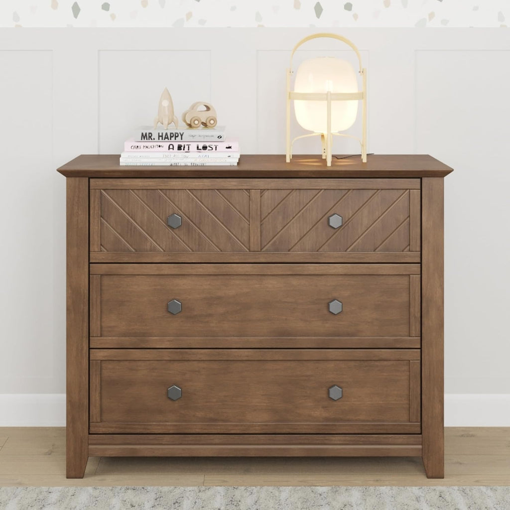 Child Craft Atwood Design 4-in-1 Convertible Baby Crib Nursery Furniture Set, Baby Bed, 3 Drawer Dresser and Chest Drawer, for Babies, Toddlers and Kids Bedroom (3 Piece - Cocoa Bean Brown)