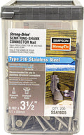 Simpson Strong-Tie SSA16D5 Strong-Drive SCNR RING-SHANK CONNECTOR Nail — 3-1/2 in. x .162 in. Type 316 (200-Qty)