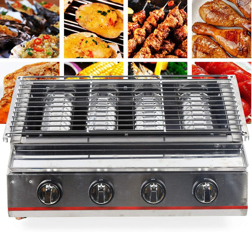 LOYALHEARTDY Propane Griddle, Portable Barbecue Cooker with 4 Grill Burners, Stainless Steel Polished Flat Top Grill for Camping Picnics Outdoor Use Patio Garden, 22.8(L) X 16.5(W) X 7.7(H)