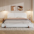 Christopher Knight Home Destin Modern California King Size Bed Frame and Headboard, Solid Wood California King Platform Bed Frame with Upholstered Headboard, No Box Spring Needed, Easy Assembly, White