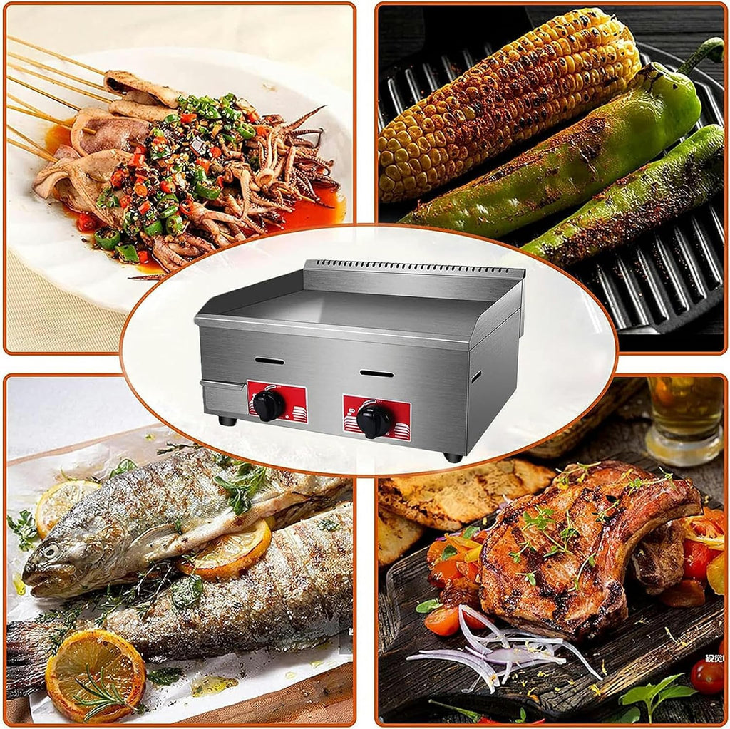 21' Commercial Gas Electric Griddle, Heavy Duty Stainless Steel Teppanyaki Flat Top Grill, for Kitchen Restaurant BBQ Tools