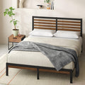 Zinus Kai Bamboo and Metal Platform Bed Frame with Headboard, No Box Spring Needed, Easy Assembly, Full, Brown