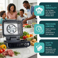 Large 8-in-1 Electric BBQ Grill & Air Fryer Combo with Griddle, 450℉, Safe Non-Stick Coating, for Indoor & Outdoor Use, Bake, Broil, Dehydrate, Safe & Easy Clean, 16.53lb, Black