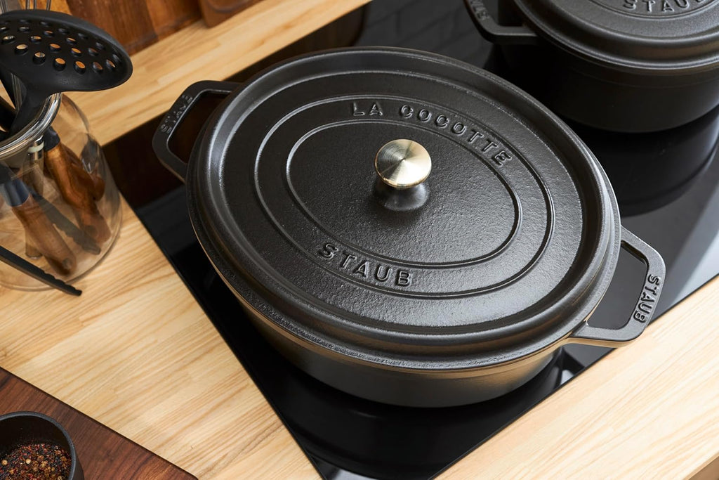 Staub La Cocotte Oval 40500-231 Staub Pico Cocotte Oval Black 9.1 inches (23 cm) Both Handed Casting, Enameled Pot, Induction Compatible