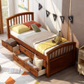 SOFTSEA Twin Captains Bed with 6 Drawers, Wood Storage Bed Frame with Headboard and Footboard for Bedroom, Twin Size Platform Bed for Kids, No Box Spring Needed (Walnut)