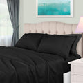 Superior Egyptian Cotton 4 Piece Sheet Set, 650 Thread Count, Eco-Friendly, Sustainable Sheets, Ultra-Soft Basics, Solid, Deep Pocket Fitted Sheet, Flat Sheet, Pillowcases, California King, Black