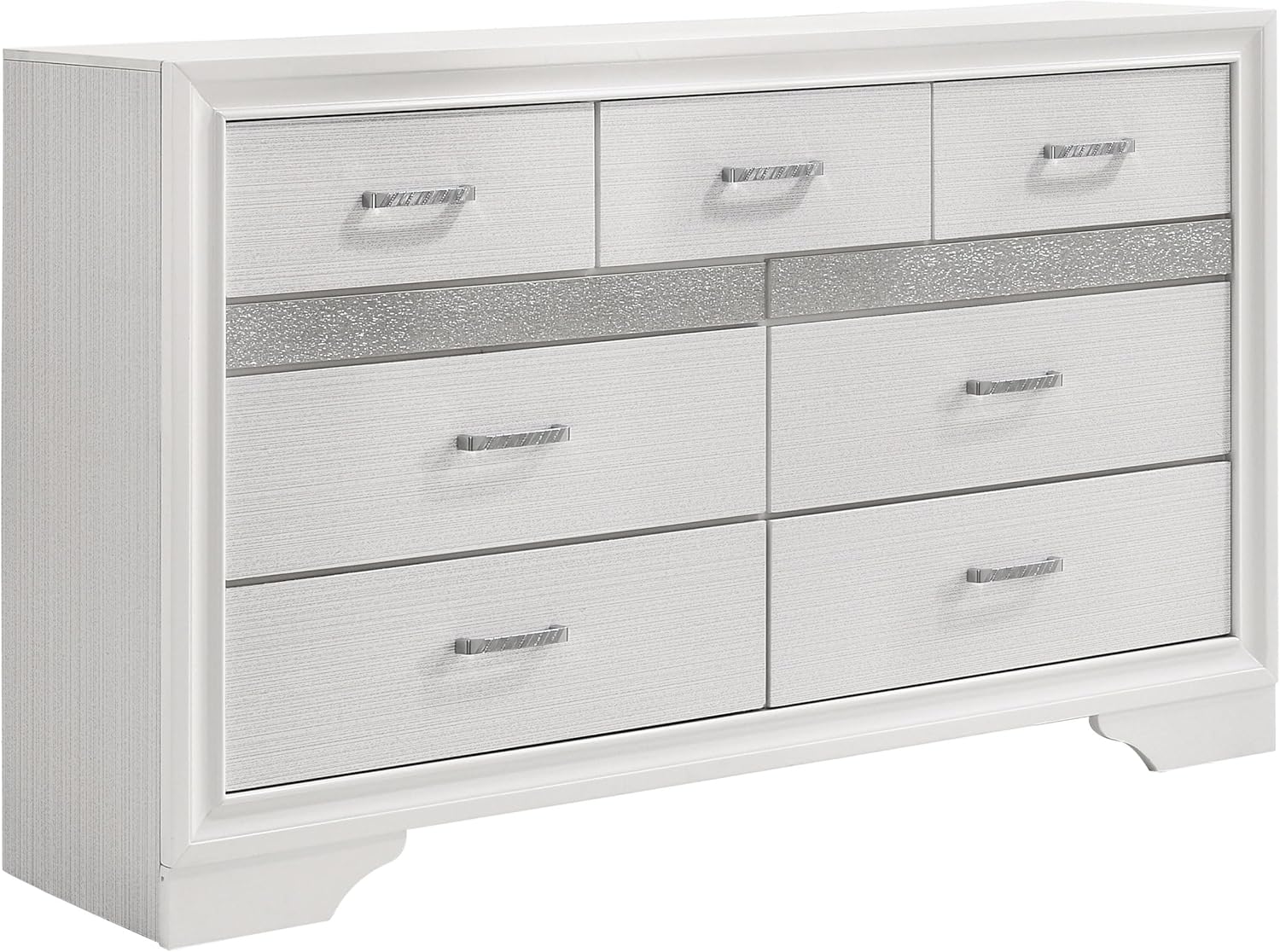 Coaster Home Furnishings Miranda Contemporary 4-Piece Bedroom Set Fabric Upholstered Twin Size Panel Bed Frame 54-inch Headboard White 205110T-S4
