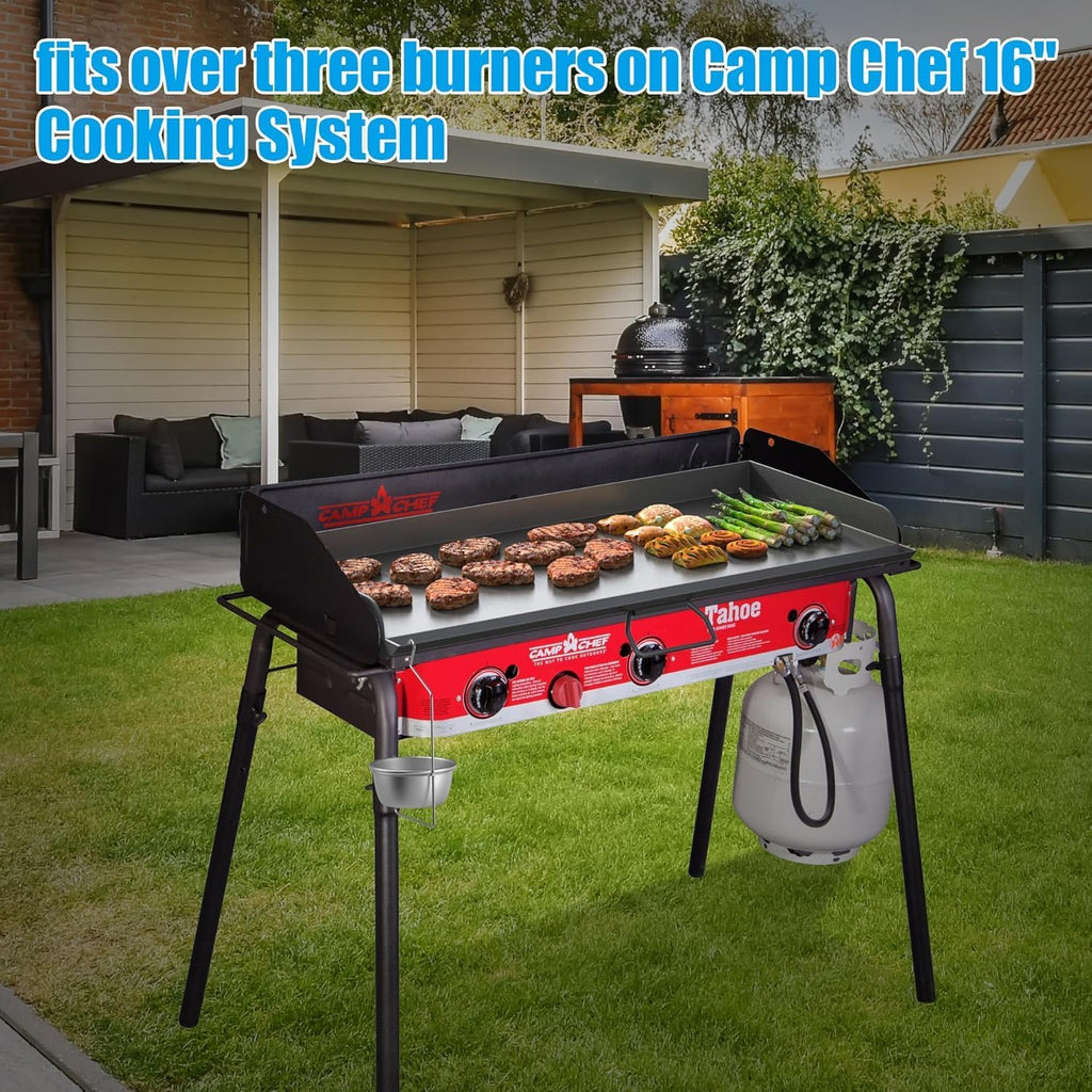 Professional 14x32 in Flat Top Steel Griddle for Camp Chef EX60LW EX60P, Fry Griddle Accessories for Camp Chef 2 Burner Propane Stove Grill,1 Carry Bag