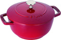 Staub Wa-NABE 40501-007 Cherry, M, 7.1 inches (18 cm), Both Handed, Enameled Pot, Rice, Induction Compatible, Japanese Authentic Product