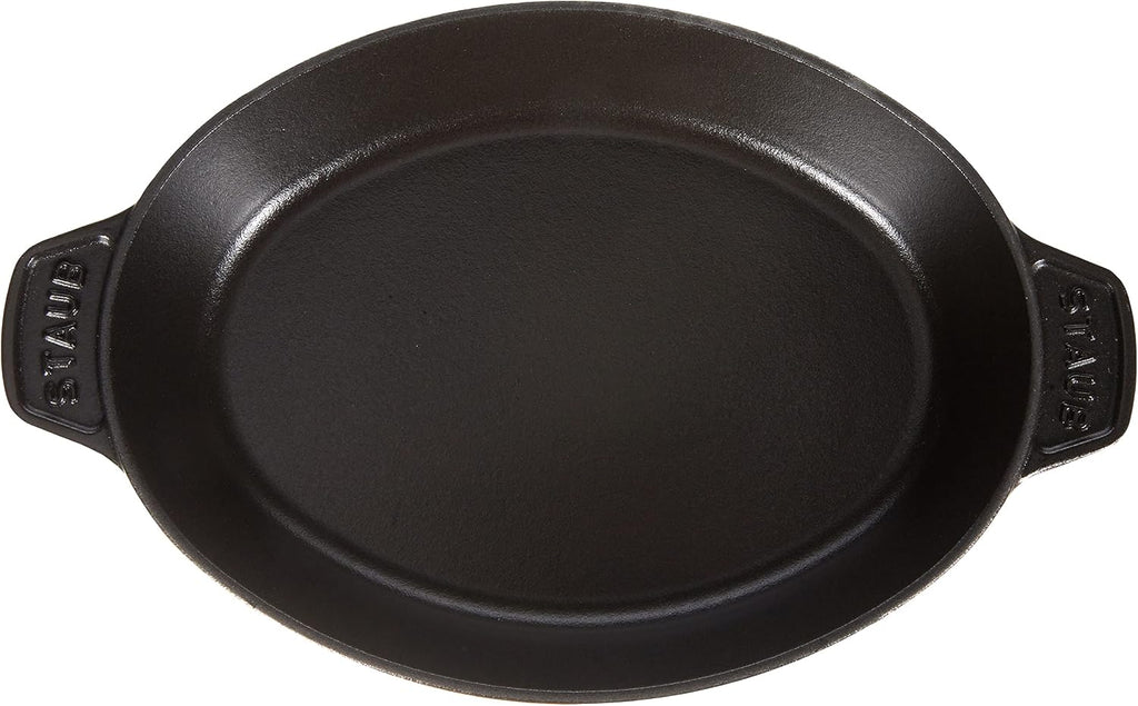 Staub Auflaufform, Oval (23 x 17 cm, 1 L mit mattschwarzer Emaillierung im Inneren der Auflaufform) Schwarz