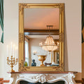TRAHOME 24'x36' Vintage Gold Baroque Wall Mirror, Ornate Antique Style Decorative Mirror for Entryway, Living Room, Fireplace Mantel, Hallway