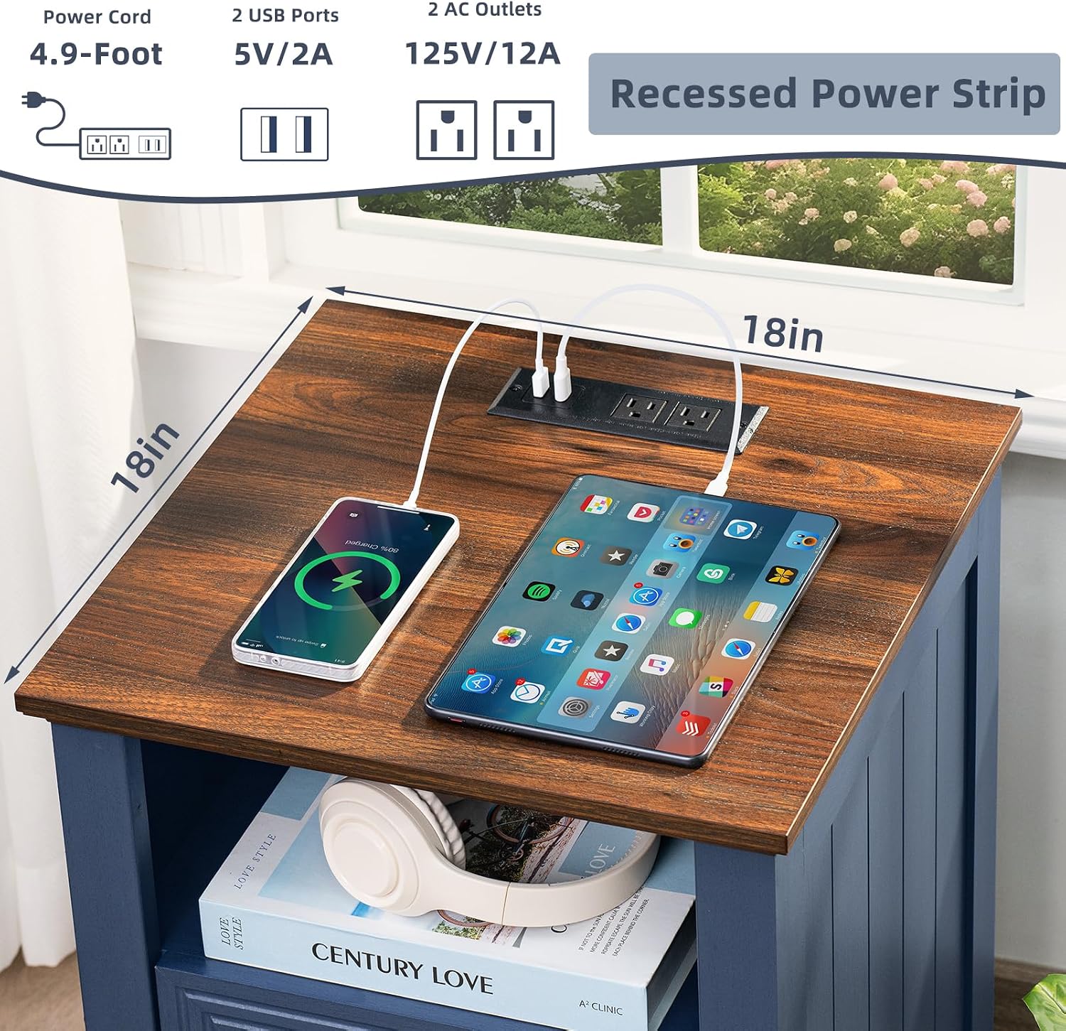 Joaxswe Farmhouse Furniture Set, Nightstands Set of 2 and 6 Drawers Dresser for Bedroom, 54 Inch Wide Wood Dresser and 18' Night Stands with Charging Station for Bedroom, Living Room, Hallway
