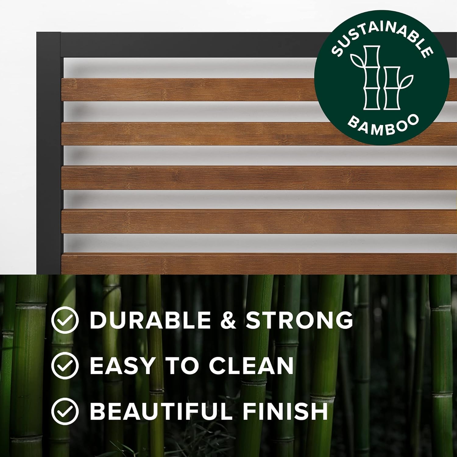 Zinus Kai Bamboo and Metal Platform Bed Frame with Headboard, No Box Spring Needed, Easy Assembly, Full, Brown