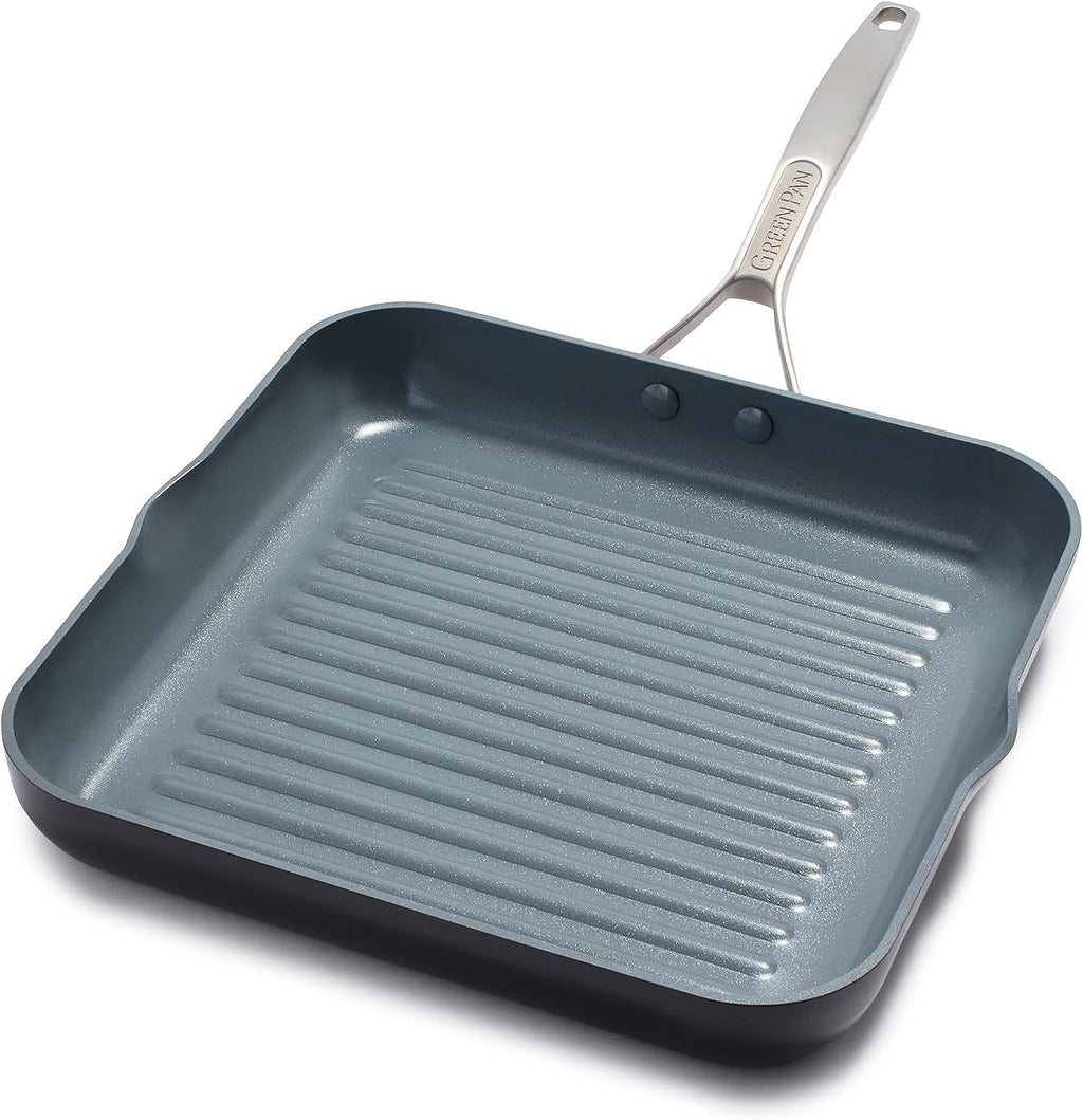 GreenPan 18'x11' Double Burner Griddle & 11' Square Grill Pan Bundle, Healthy Ceramic Nonstick, PFAS-Free