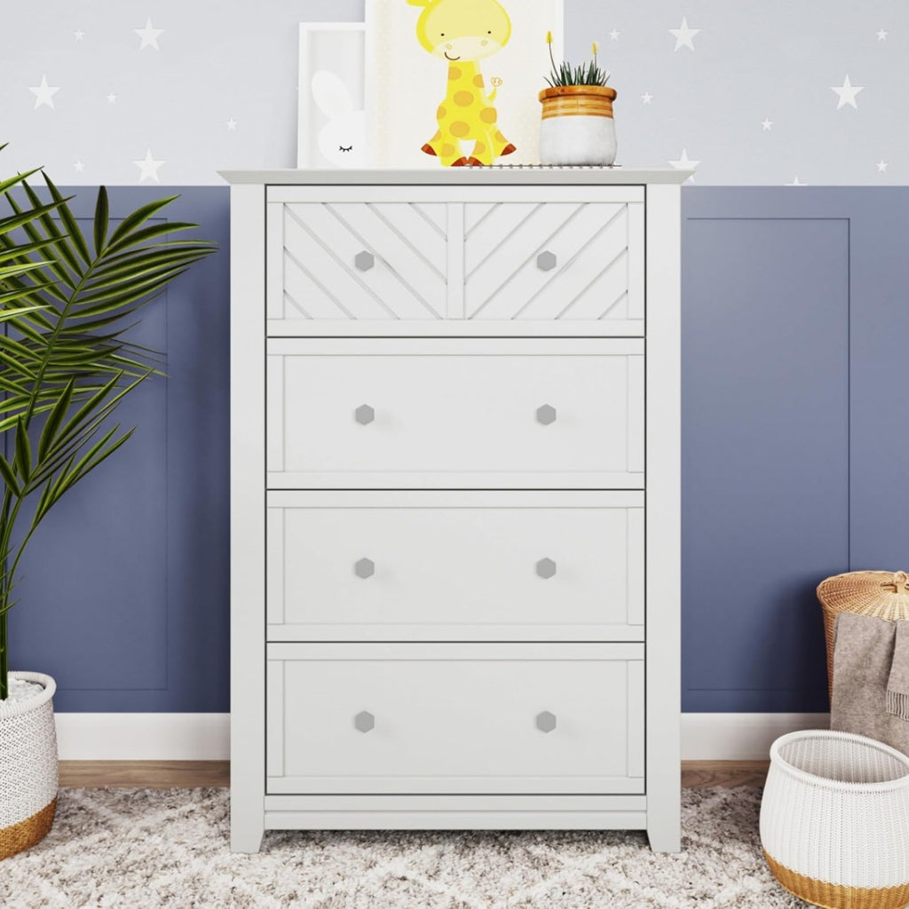 Child Craft Atwood Design 4-in-1 Convertible Baby Crib Nursery Furniture Set, Baby Bed, 3 Drawer Dresser and Chest Drawer, for Babies, Toddlers and Kids Bedroom (3 Piece - Matte White)