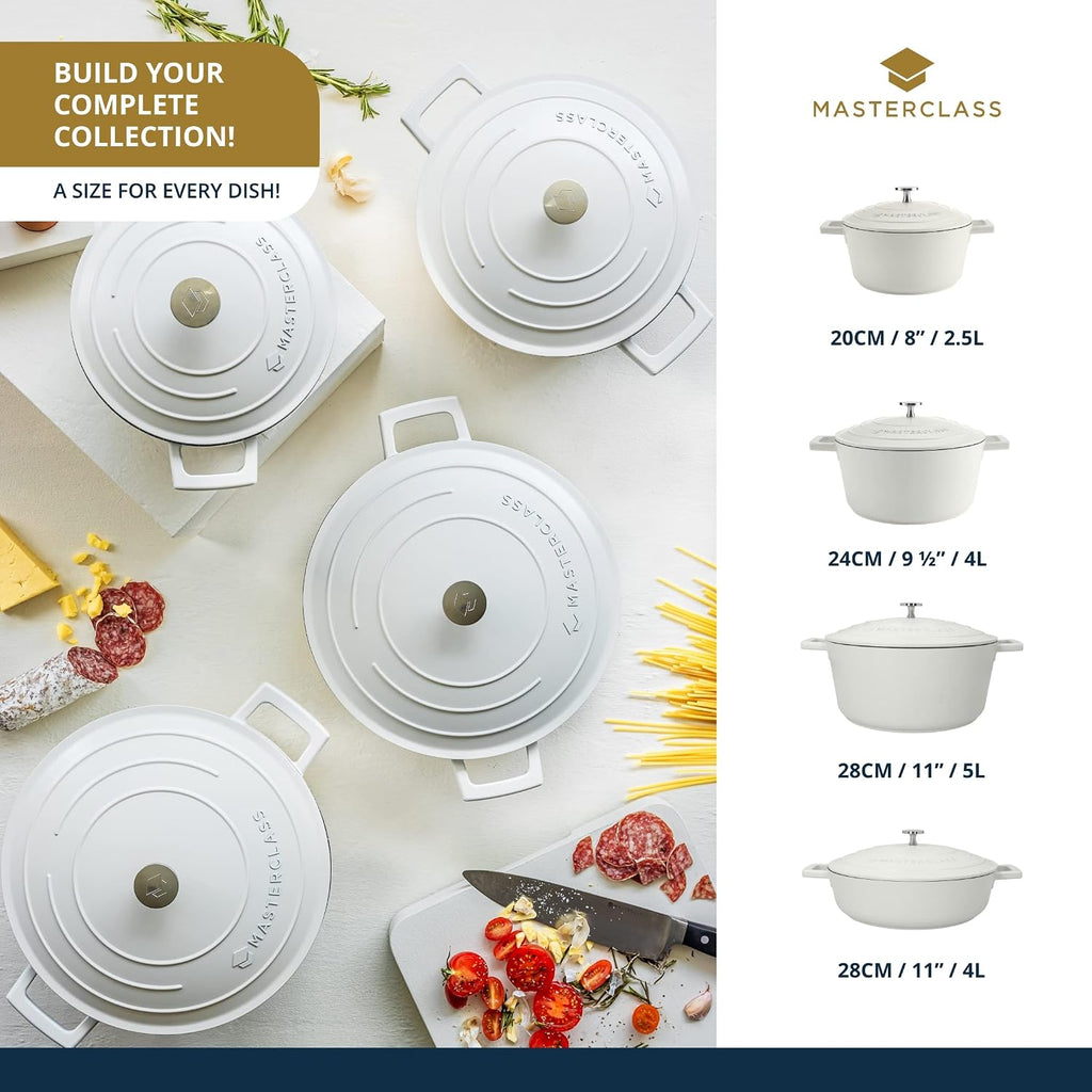 MasterClass Cast Aluminium Cream Casserole Dish, 28cm, 5 Litre, Gift Boxed