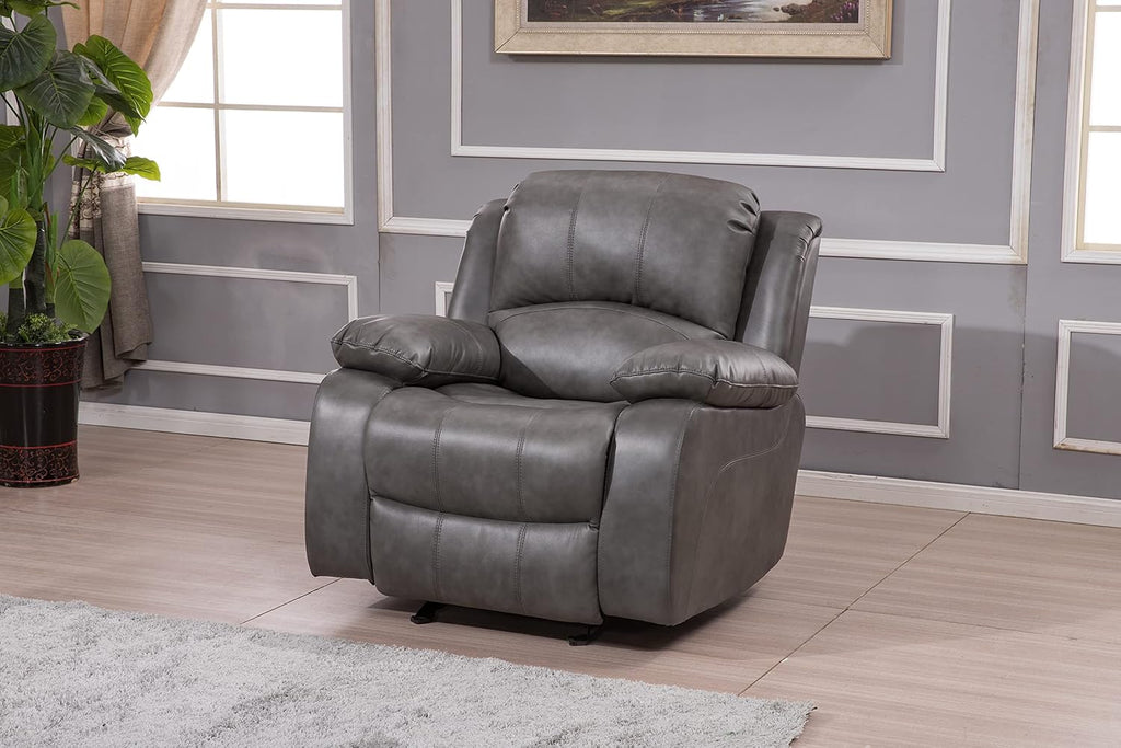 Betsy Furniture 3PC Faux Leather Reclining Couch Set, Living Room Furniture Set, Sofa, Loveseat, Glider, 8018 Multiple Colors (Gray, Sofa+Loveseat+Chair) | 8018