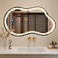 Irregular LED Bathroom Mirror with Lights, Cloud Smart Backlit Mirror, Dimmable Lighted Bathroom Mirror with Anti-Fog, Asymmetrical Vanity Mirror Hangable 2 Ways (Black, 24' x 36', 1 Pack)