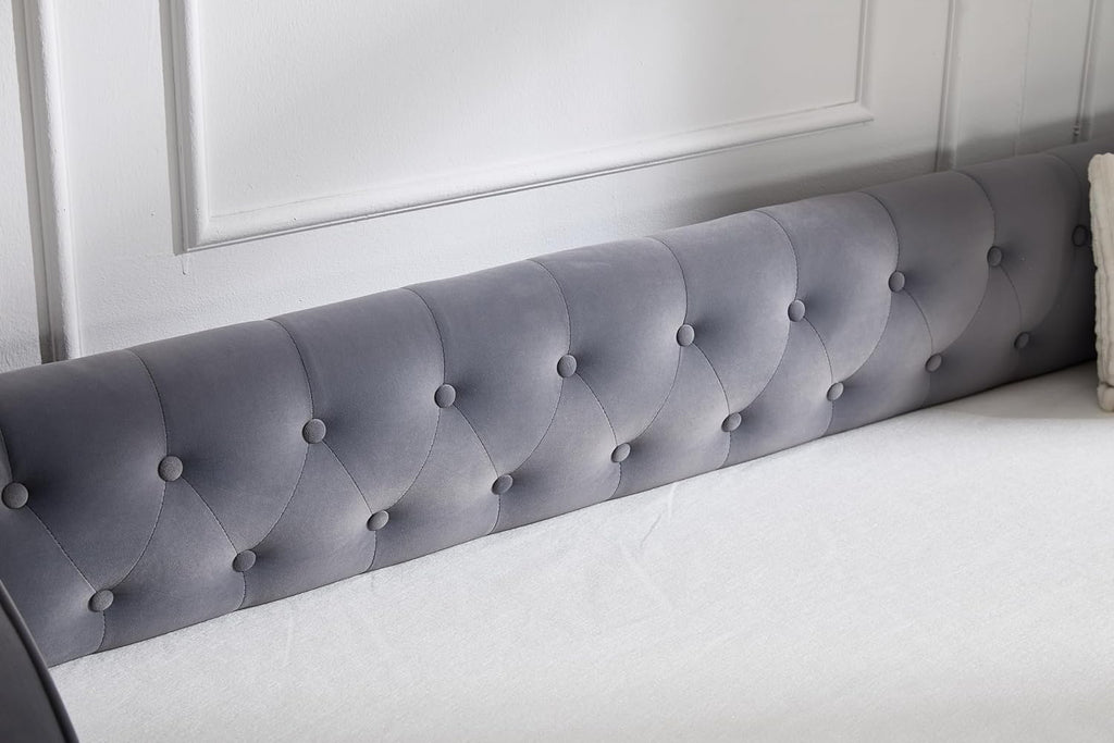 Twin to King Daybed with Trundle, USB Ports Soft Upholstered Daybed with Pop Up Trundle Bed Twin, Modern Extendable Day Bed Frame for Girls Bedroom Living Room Guest Room Small Places Dark Grey