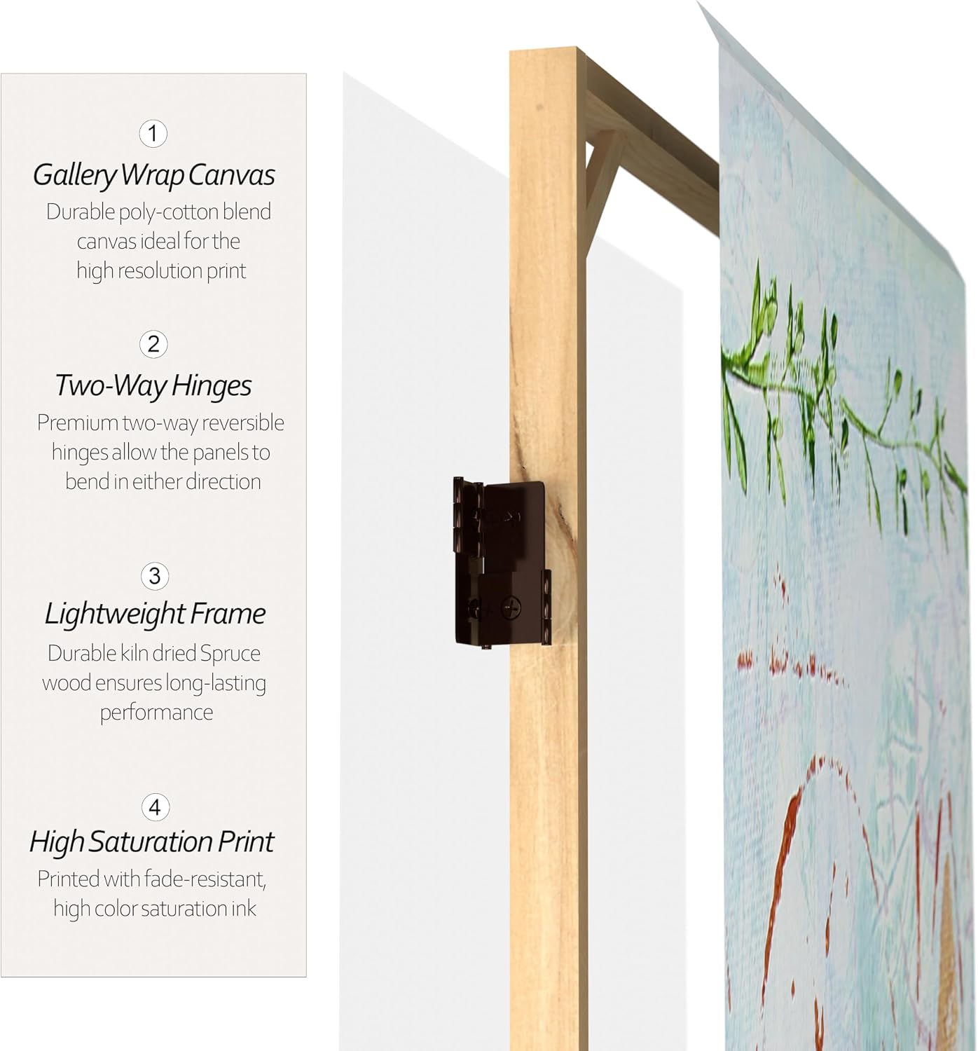 Red Lantern 5 ft. Tall Winter's Peace Canvas Room Divider 5 Panel Freestanding Folding Privacy Screen, Partition, and Separator for Modern and Contemporary Bedroom, Home Office, Studio, Dorm
