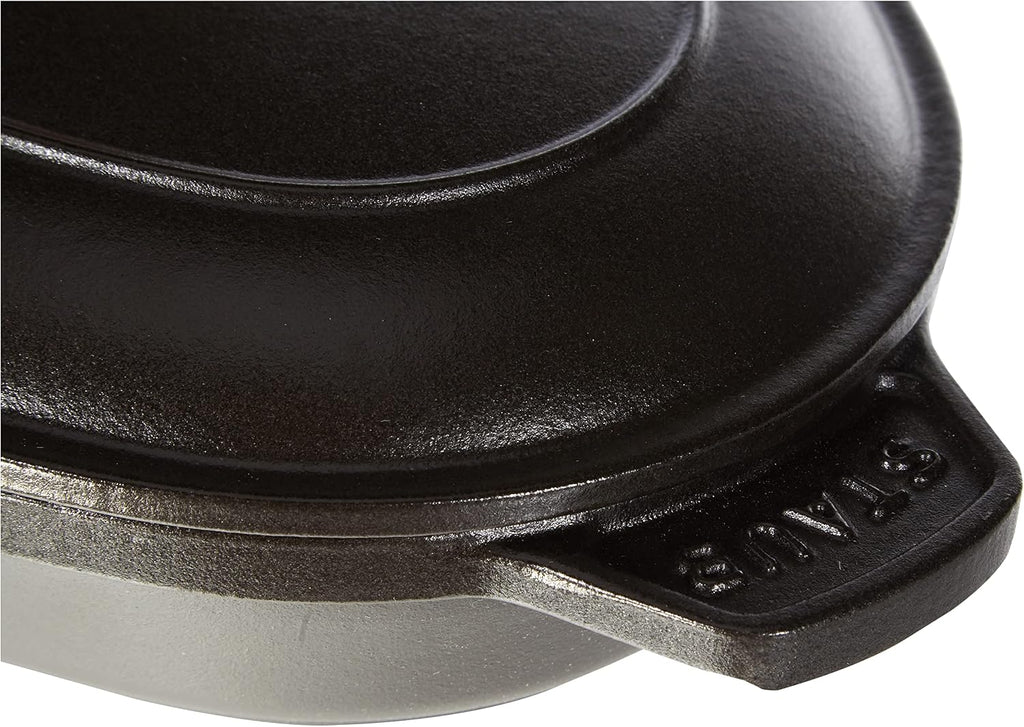 Staub Auflaufform, Oval (23 x 17 cm, 1 L mit mattschwarzer Emaillierung im Inneren der Auflaufform) Schwarz