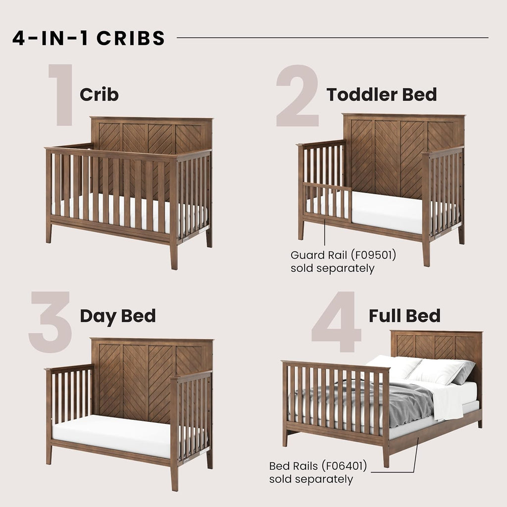Child Craft Atwood Design 4-in-1 Convertible Baby Crib Nursery Furniture Set, Baby Bed, 3 Drawer Dresser and Chest Drawer, for Babies, Toddlers and Kids Bedroom (3 Piece - Cocoa Bean Brown)