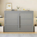 Harper & Bright Designs Queen Size Murphy Bed, Wooden Queen Wall Bed Modern Design with LED Lights, Gray