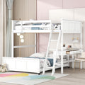 Ball & Cast Full Over Full Bunk Bed with Safty Guardrail & Stairway,Heavy Duty Wood Loft Bedframe W/Desk & Drawers,Easy Assembly,Versatile Functional Bedroom Furniture Set for Boy Girl Teens,White