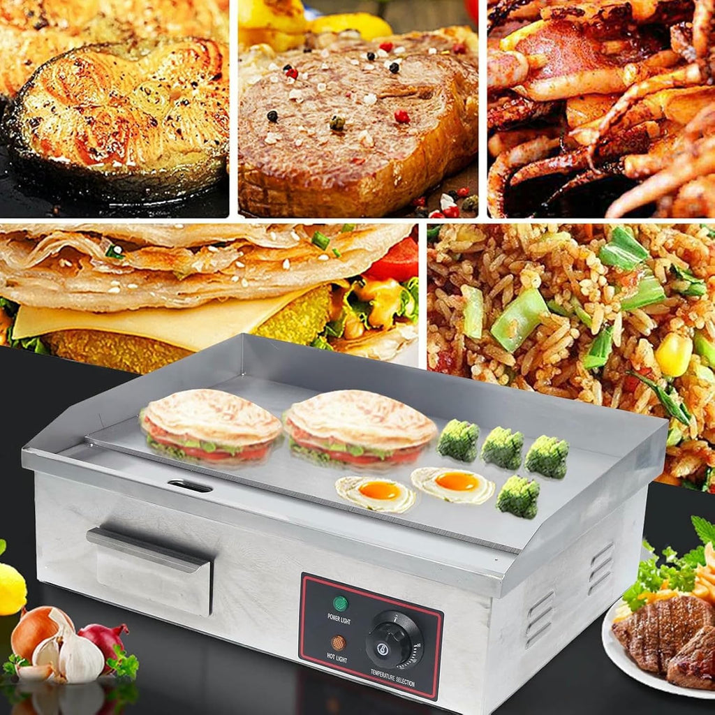 3000W Commercial Electric Griddle, Flat Top Grill-Stainless Steel Electric Griddles with Adjustable Temperature Control 122℉-572℉ for Kitchen, Restaurant,