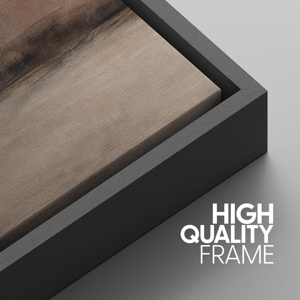 SIGNWIN Framed Canvas Print Wall Art Set Misty Brown Horizon Minimal Abstract Landscape in Warm Earth Tones Illustrations Modern Art Decorative for Living Room, Bedroom, Office - 24'x36'x3 Black