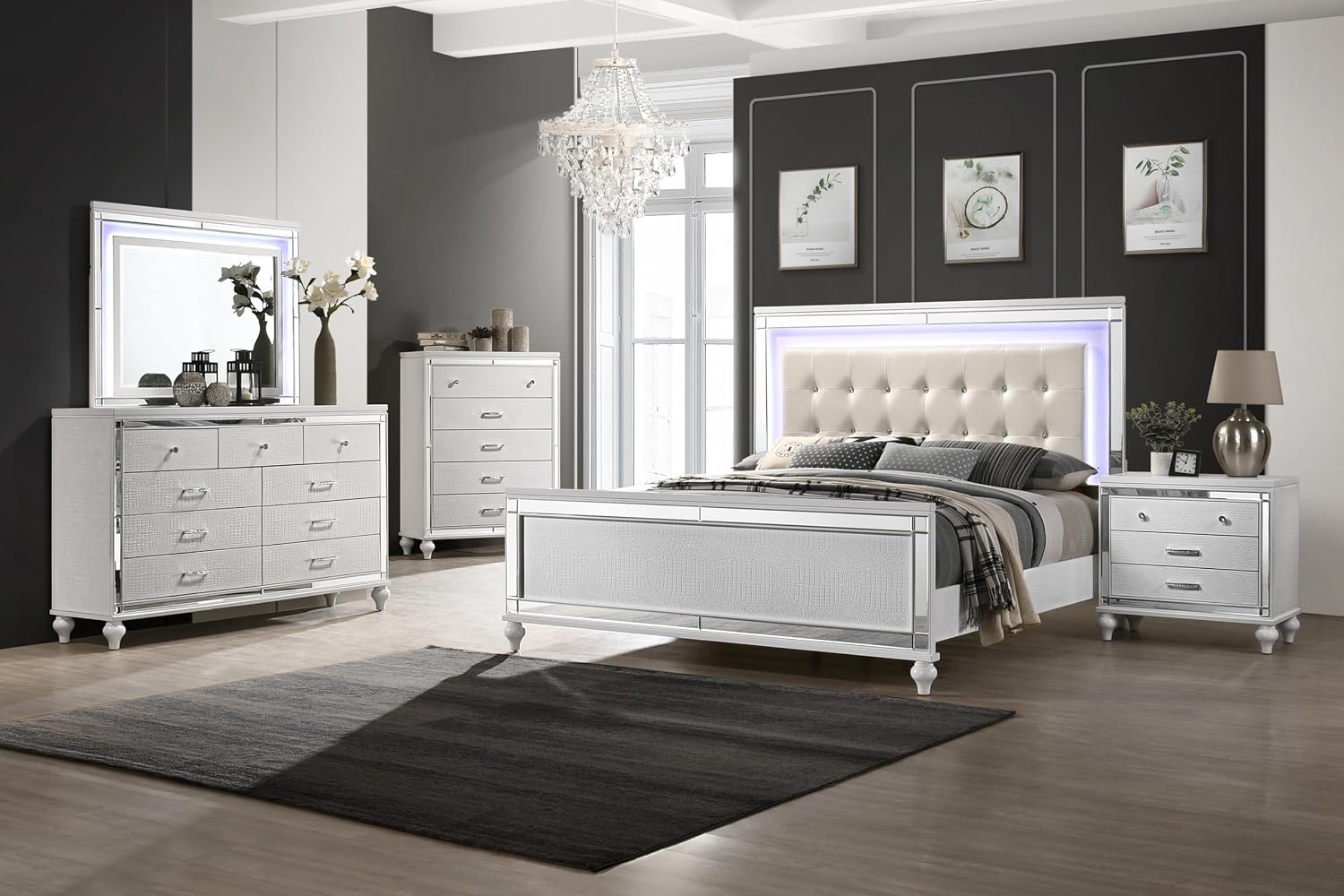 New Classic Furniture Valentino Wood Queen Bed, White