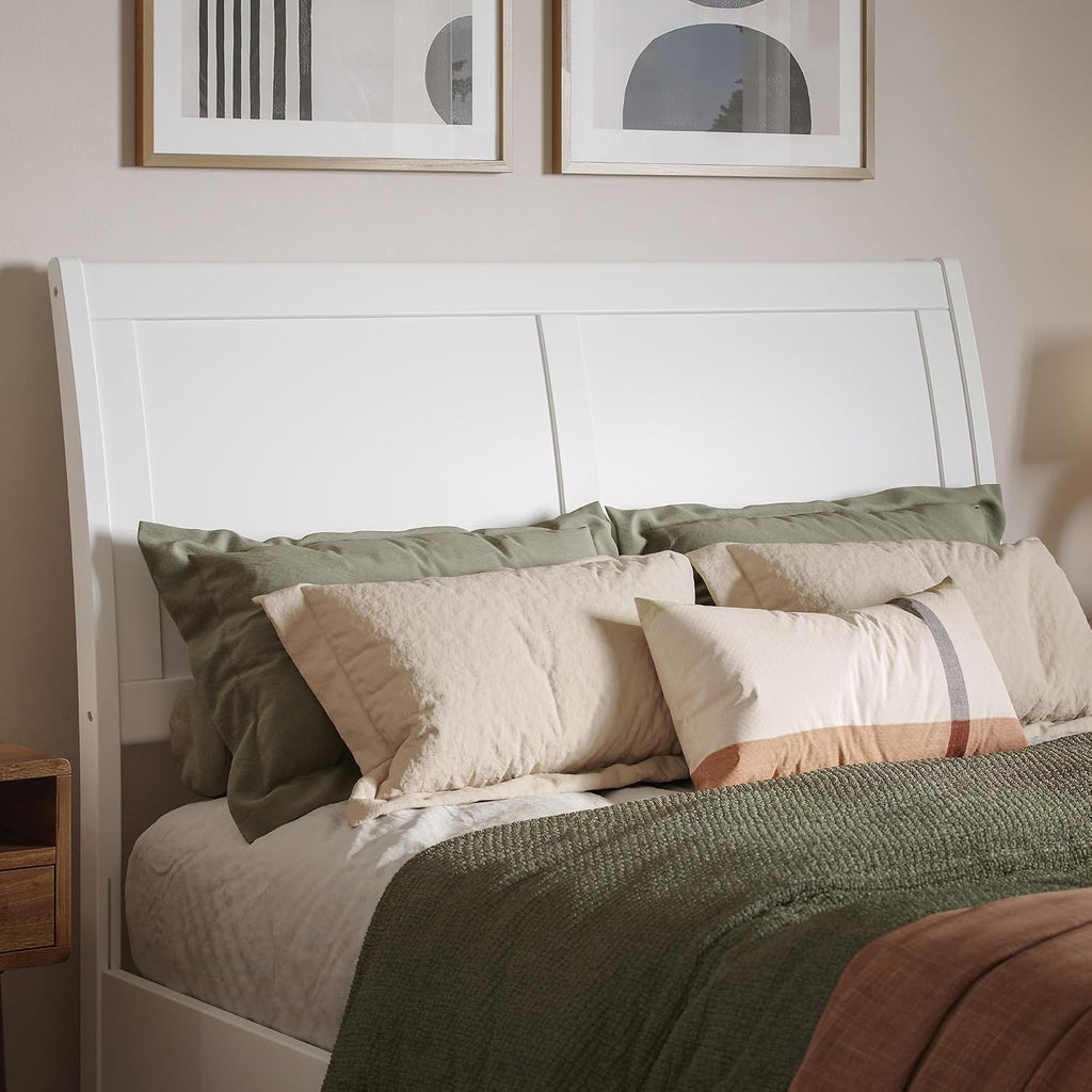 AFI, Portland Full Sleigh Solid Wood Panel Headboard, White