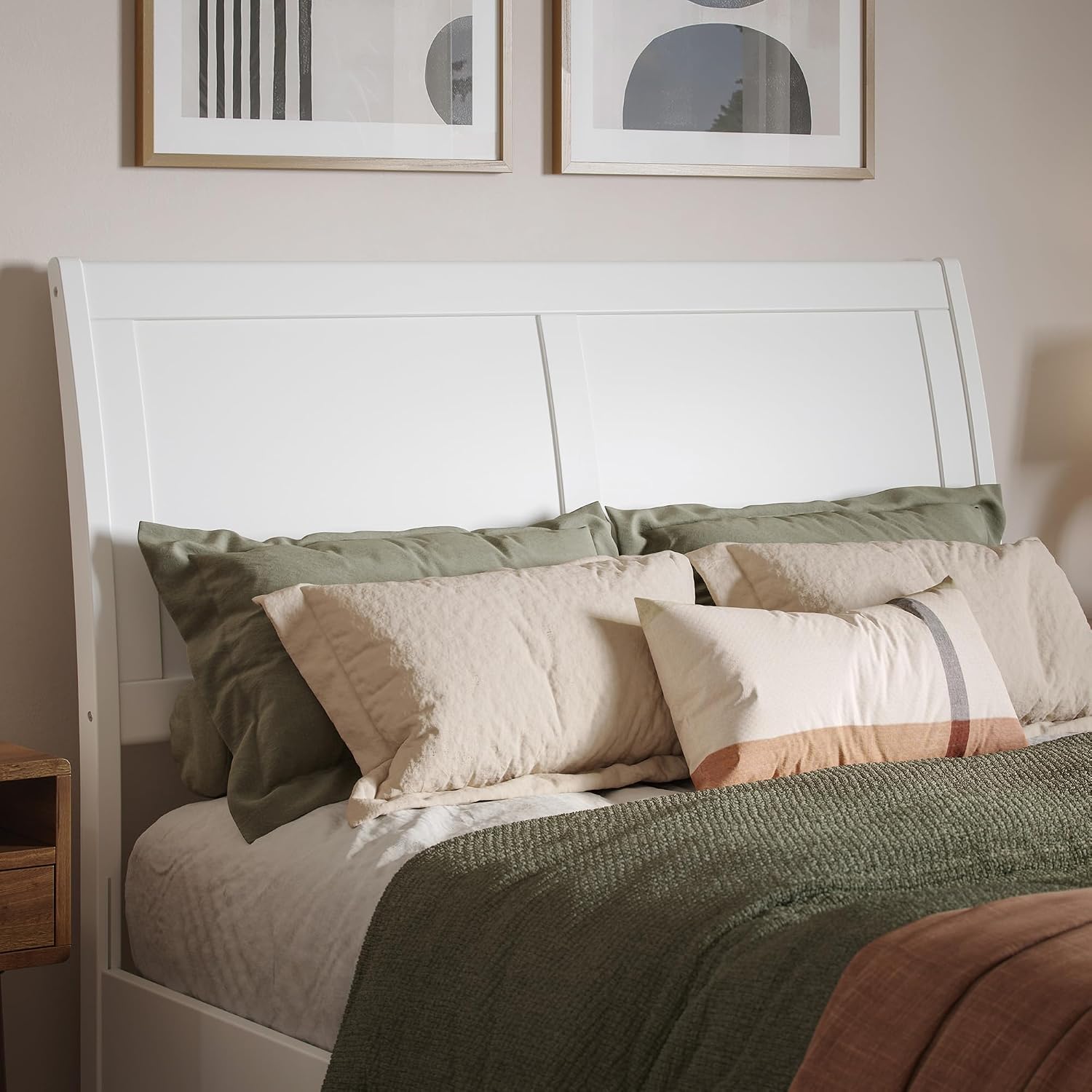 AFI, Portland Full Sleigh Solid Wood Panel Headboard, White