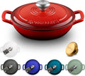 ROSSALLINI Signature Enameled Cast Iron Braiser, Non-Stick Serving Pot with Tight Fitting Lid for Perfect Roasting, Baking, Sauteing, Searing, and Pan Frying | 2.25Q (2.1L) - Red