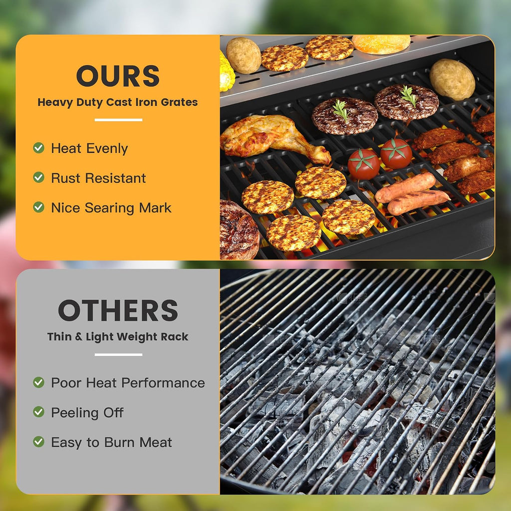 VICLLAX 4-Burner Propane Gas Grill with Porcelain-Enameled Grates, 545 sq. in XL Cooking Space, Easy-Clean Drip Tray & Storage Cabinet, Heavy-Duty Outdoor BBQ Grill for Backyard Parties