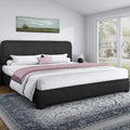 BarnFurin King Size Bed Frame with Headboard, Boucle Upholstered Platform Bed Frame, Soft Rounded Corners, No Box Spring Required, Easy Assembly, Black