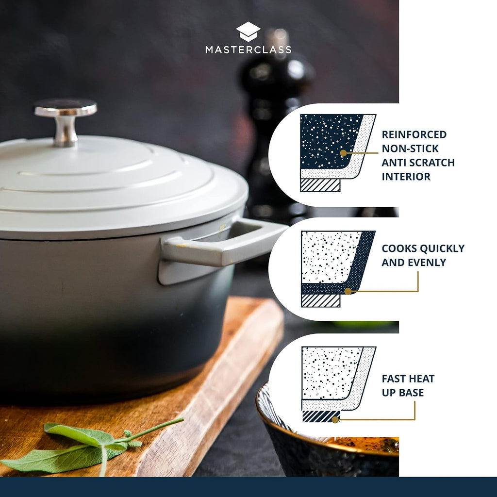 MasterClass Cast Aluminium Casserole Dish, Grey Ombre, 28cm/5Litre, Gift Boxed