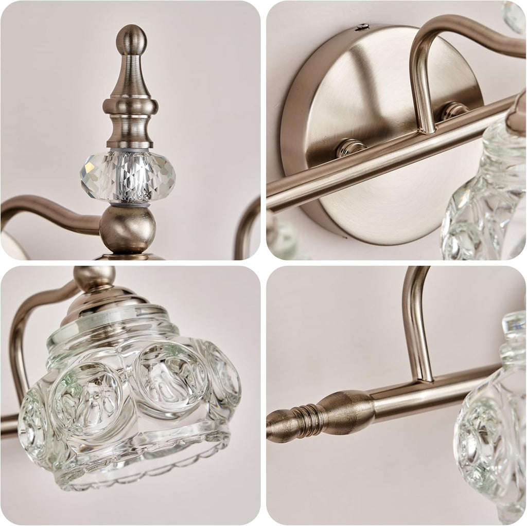 Brushed Nickel Bathroom Vanity Light Fixtures Modern 3-Light Vanity Lights Bathroom Lighting Fixtures Vintage Wall Sconces Light Living Room Vanity Lighting Fixtures Over Mirror