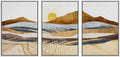 wall26 Framed Canvas Print Wall Art Set Gold Wave Geometric Mountain Range Nature Wilderness Illustrations Modern Art Decorative Landscape Zen for Living Room, Bedroom, Office - 16'x24'x3 White