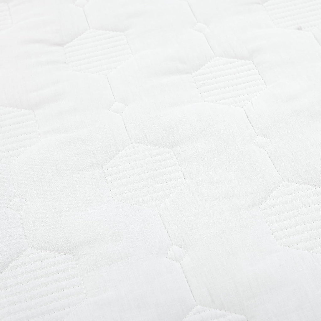 Lush Decor Hexagon Honeycomb Embroidered Textured Cotton Quilt 3 Piece Set Full/Queen White - Bedding Set - Geometric White Quilt - Minimalist Modern Decor