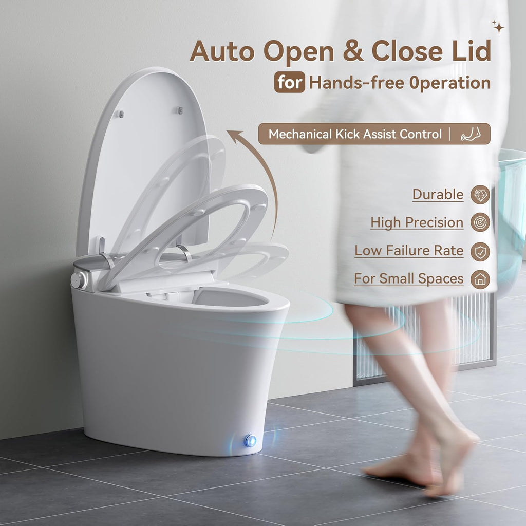 Uncle Brown Smart Toilet with Powerful Flush, for Low Water Pressure, Luxury Smart Toilet built-in bidet with Instant Warm Water, Auto Open& Close Lid and Kick Control, Deodorization, Night Light