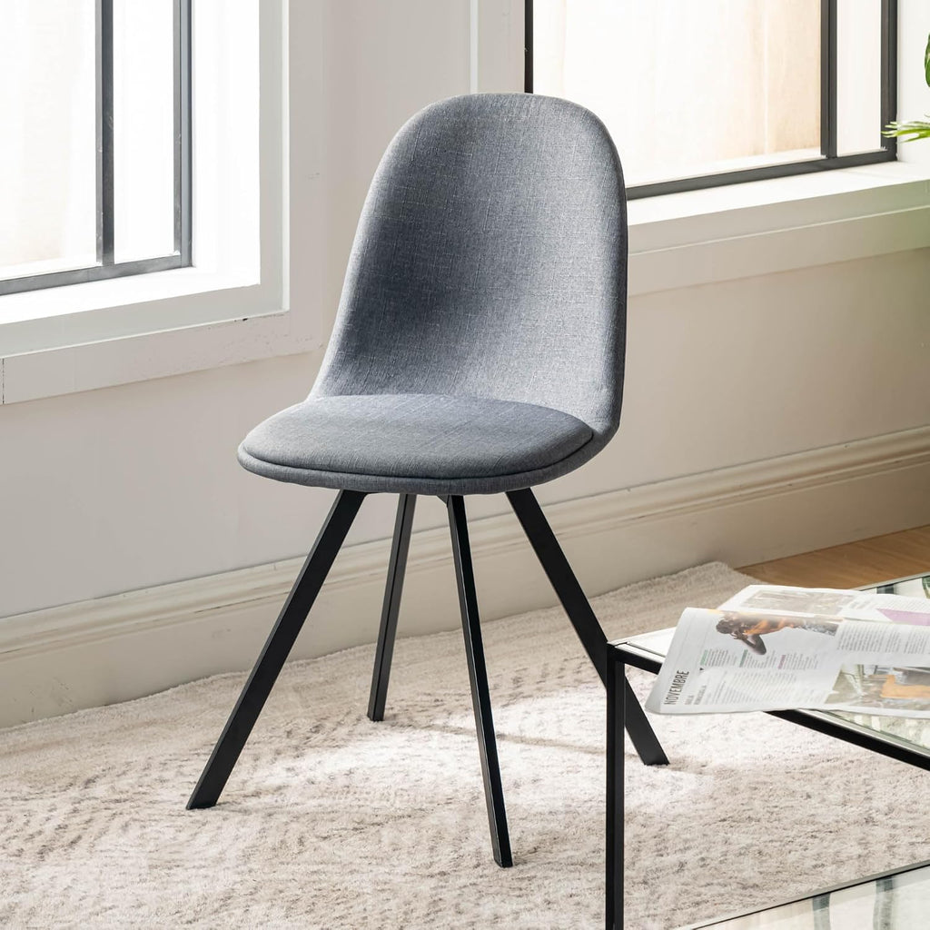 Homy Casa Swivel Dining Chairs Set of 4, 360° Rotating Side Chairs, Mid Century Modern Style Chairs Accent Chairs with Metal Frame for Kitchen, Dining Living Dressing Room, Bedroom, Grey